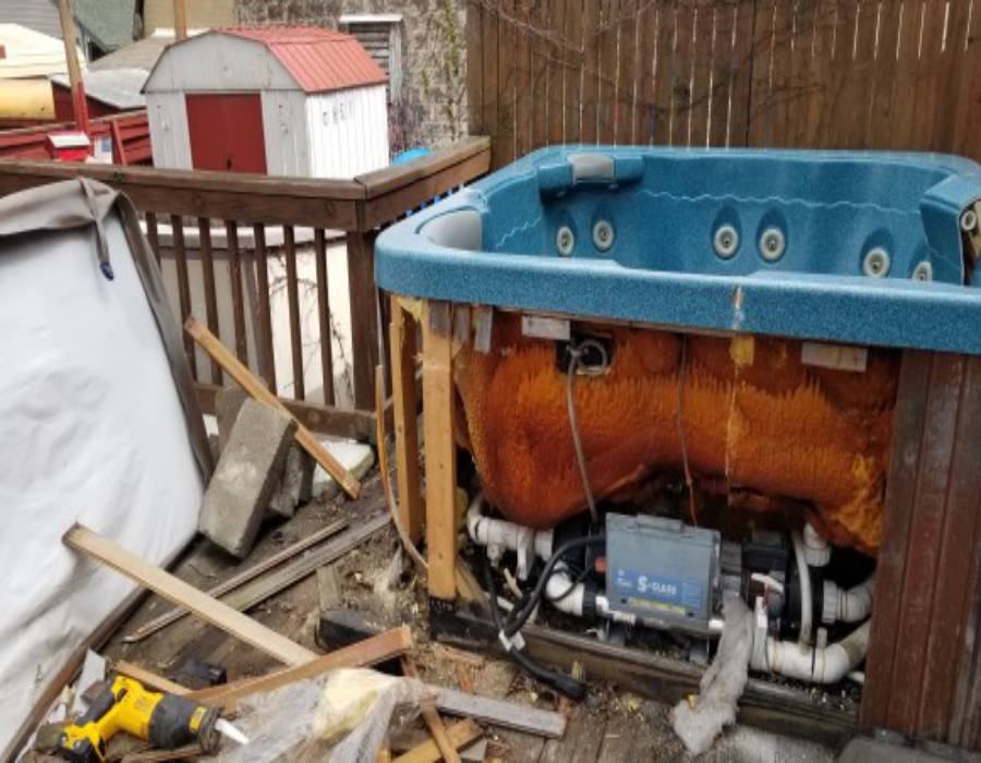 hot tub removal broken hot tub